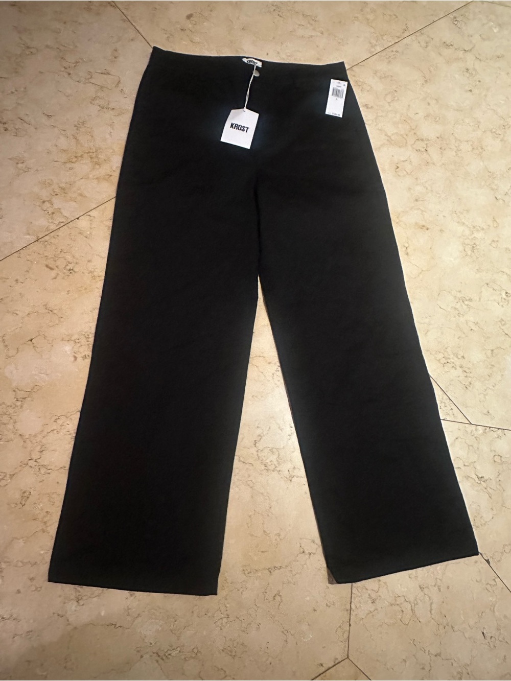 KROST Black Wide Leg Trousers Pants Size L NWT